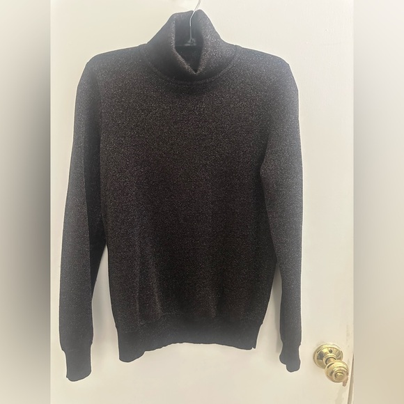 J. Crew Black Turtleneck with Gold Sparkle Detail - Picture 2 of 5